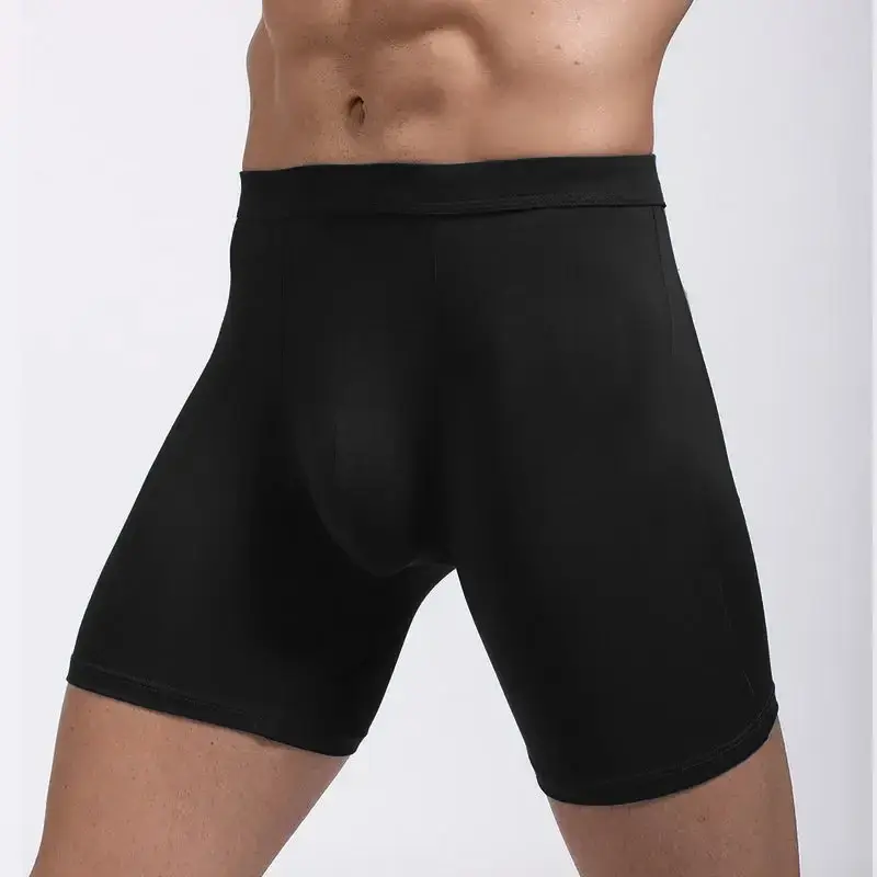 Men's Long Leg Boxer Briefs - Anti-Chafing, Breathable Modal Underwear, Quick-Dry Sports Compression Shorts for Running & Workou