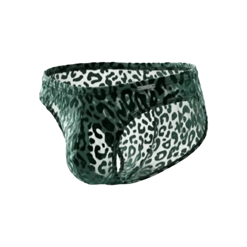 Quick Dry Ice Silk Men Briefs Lingerie Low Waist Sheer Underwear Convex Pouch Transparent Leopard Print Panties Male — image 18