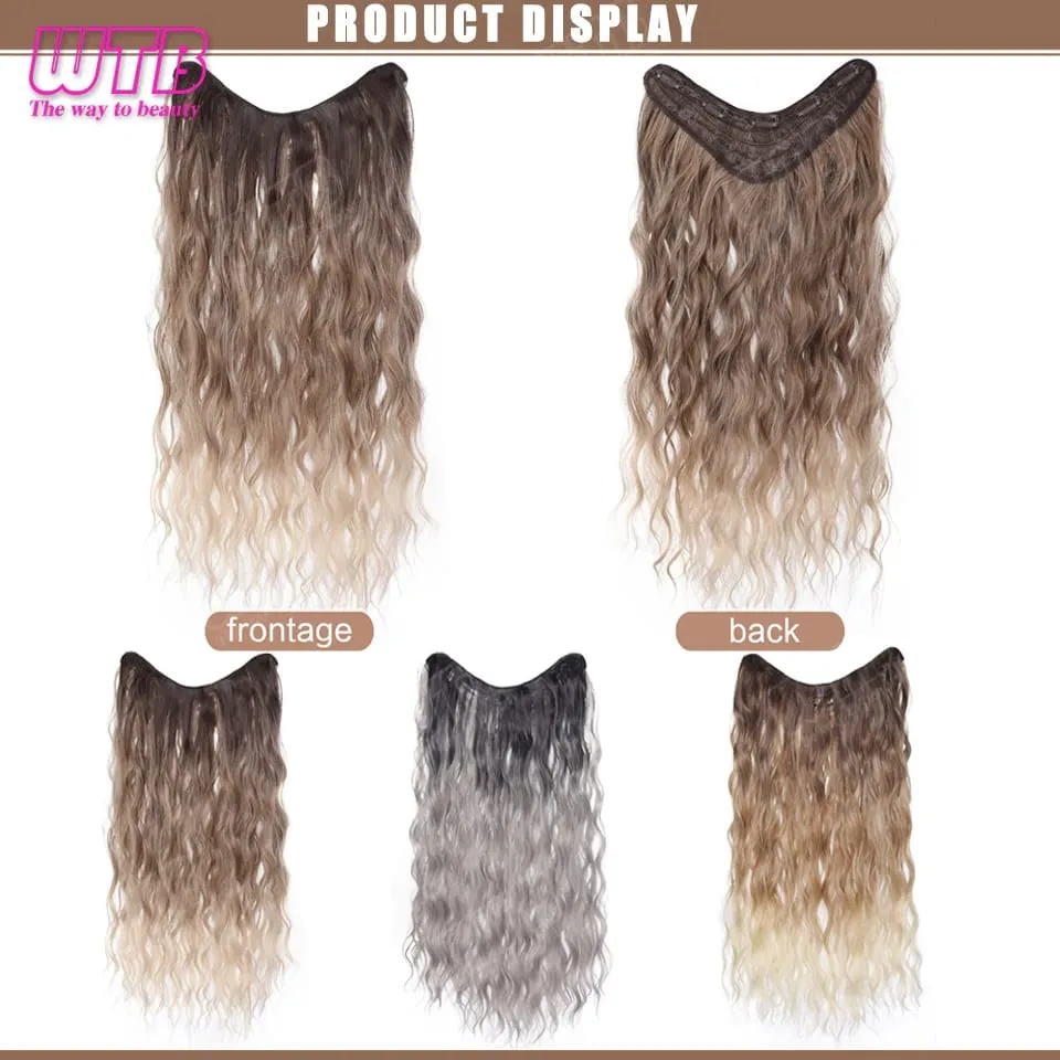WTB Gradient Hair Extensions Συνθετική περούκα BB Clip Style Water Wave Μοτίβο για γυναικεία καθημερινή ένδυση και τις γιορτές