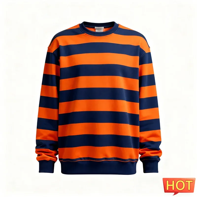 Moda listrado moletom gráfico para homem simples na moda manga longa 3d impresso feio moletom casual pullovers de grandes dimensões — image 1