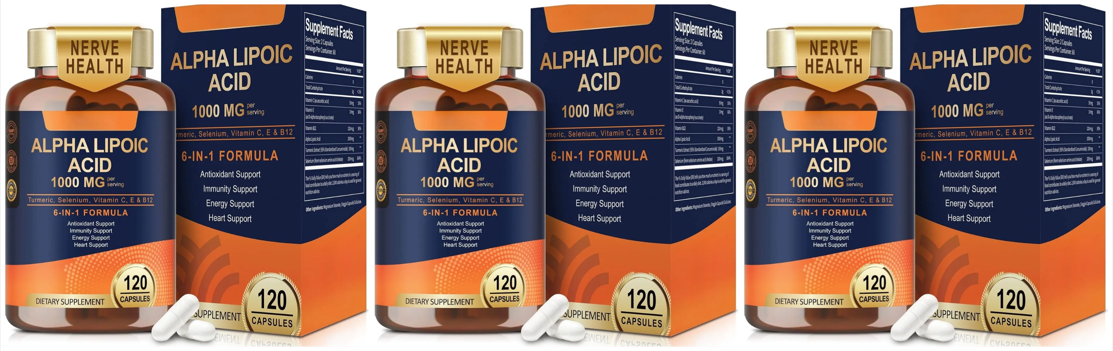 Alpha Lipoic Acid 6-in-1 Formula 1000mg Turmeric Selenium Vitamins C E B12 120 Veggie Capsules for Daily Wellness Support — image 10