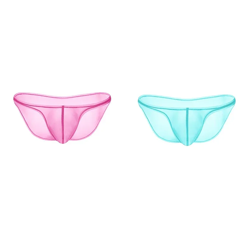 Men's Underwear Delicate Ice Silk Transparent Triangle Panties Personality Low Waist Briefs