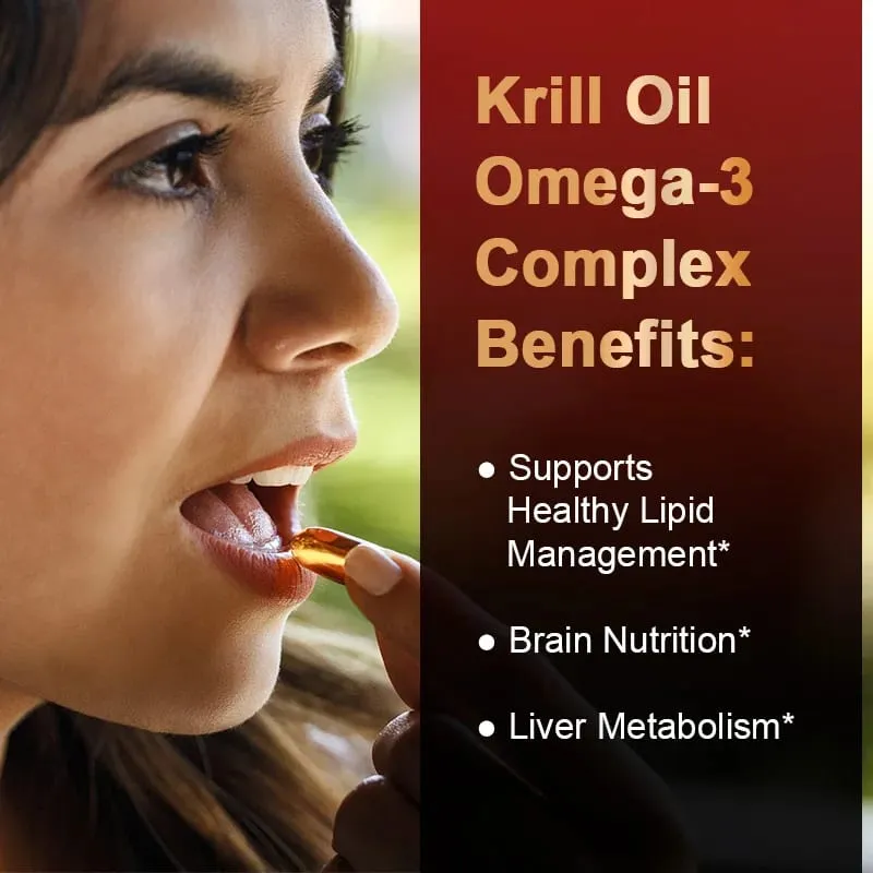 Antarctic Krill Oil-2000mg Per Serving-with Omega-3s EPA DHA & Astaxanthin-Supports Healthy Joints Brain Heart& Blood Pressure