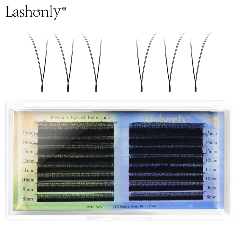 Lashonly Fox YY Faux Mink Eyelash Extensions 16 Lines Μαλακό φυσικό Premium Επίπεδο Διχτυωτό Διχτυωτό Βλεφαρίδες Cross Flying YY Lashes for Fox Eye