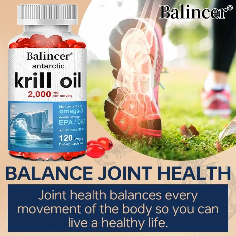 Συμπλήρωμα Antarctic Krill Oil 2000mg 3X Strength Natural Source of Omega-3s EPA 240mg + DHA 160mg + Astaxanthin 800mcg