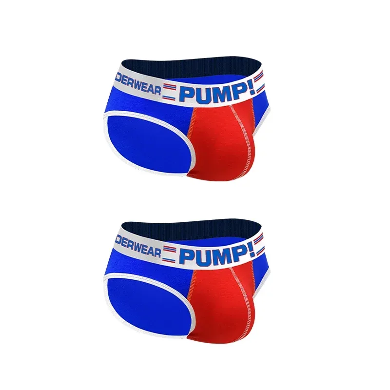 Men's Cotton Color Block Briefs, Pump! Logo Wide Waistband Low Rise Sexy 3D Convex Pouch Underwear 3256813080433415 — image 28