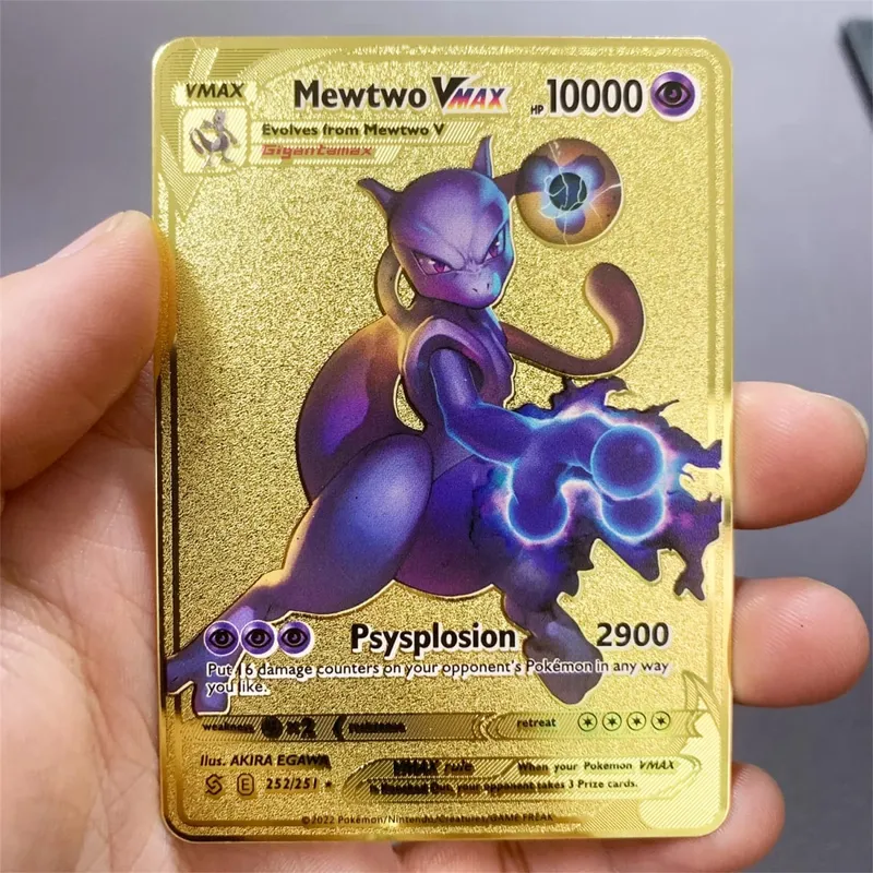 Tiếng Anh Kim Loại Pokemon Thẻ DIY Arceus Mewtwo Charizard Pikachu Sắt Sáng Bóng Pokémon GX Vmax EX Trò Chơi Trẻ Em Bộ Sưu Tập Thẻ Đồ Chơi Quà Tặng