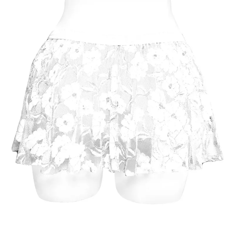Men Solid Lace Skirt Mesh See Through For Lingerie Low For Rise Pleated Skirts See Through Bodycon Bottom For Party Evening