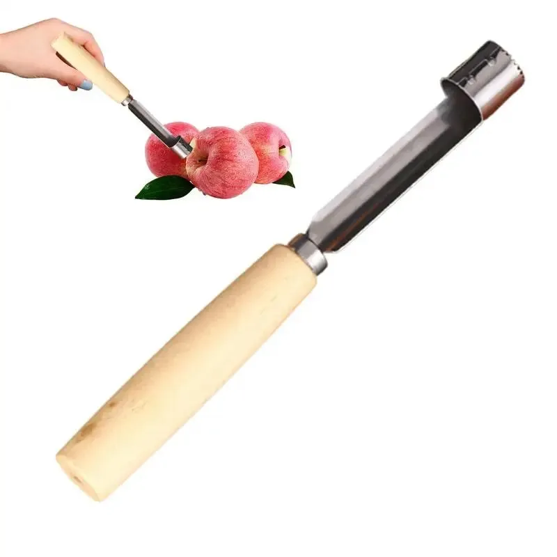Corer Tool Kitchen Stainless Steel Pear Pitter Anti-Slip Manual Kitchen Corer with Wood Handle for Fruit Slicing Cooking Salad