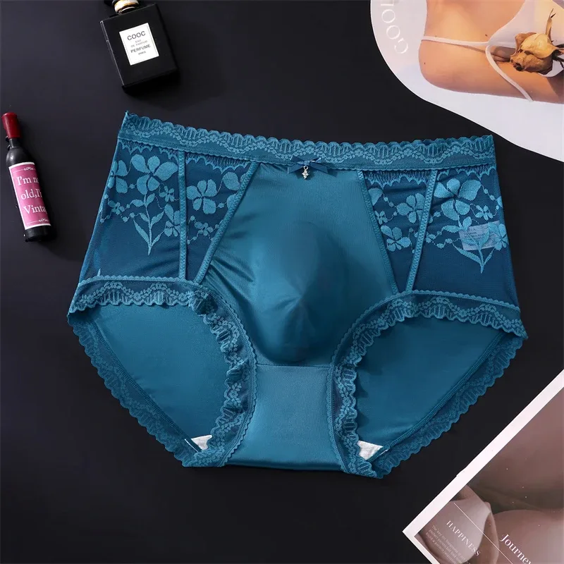 Adults 18 plus men's underwear Thin mesh calzoncillos hombre lace sexy lingeries for man seamless bare feel cuecas masculina — image 3