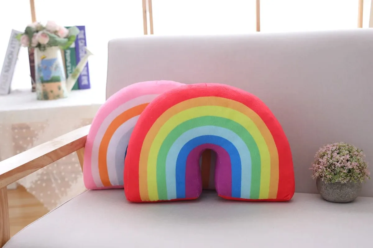 35x25 cm szivárványos plüss párna kitömött piros rózsaszín égbolt párna C alakú fejtámasz párna lakberendezési plüss kellék ajándék