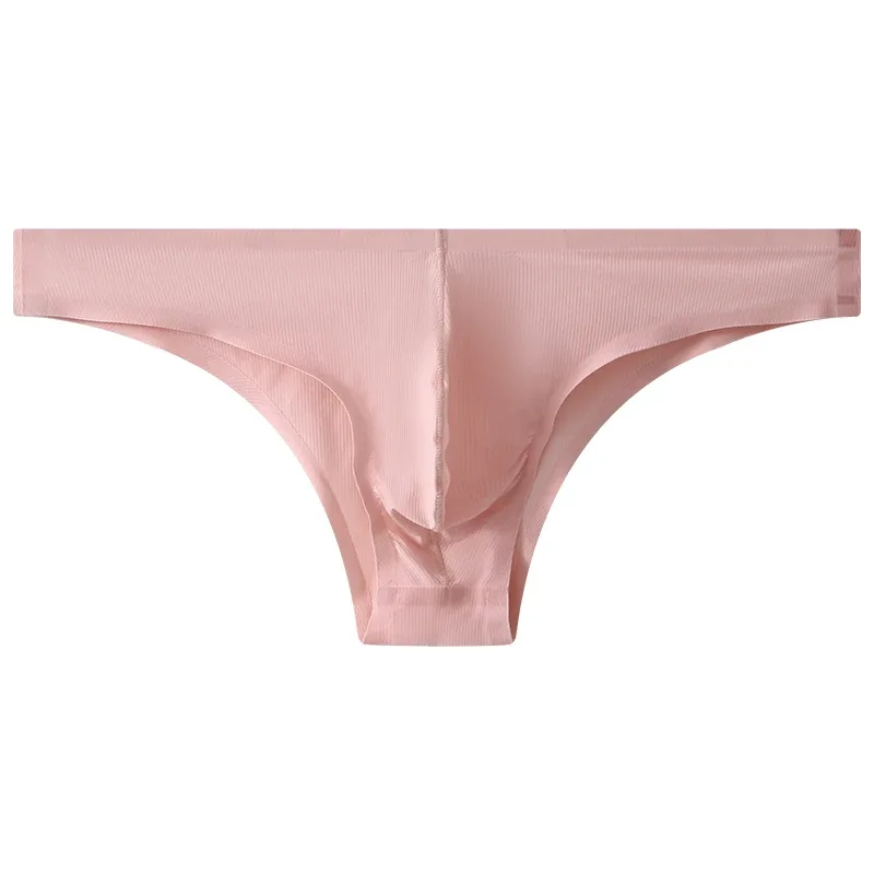Intimo da uomo a triangolo piccolo a mezza anca a vita bassa sexy da uomo giovane slip senza cuciture in seta di ghiaccio mutandine estive leggere e traspiranti
