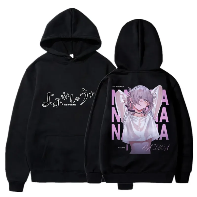 Y2K Anime CALL OF THE NIGHT Nazuna Nanakusa Rolig Hoodie Hip Hop Grafiska Sweatshirts Poleron Hombre Streetwear Harajuku Tracksui