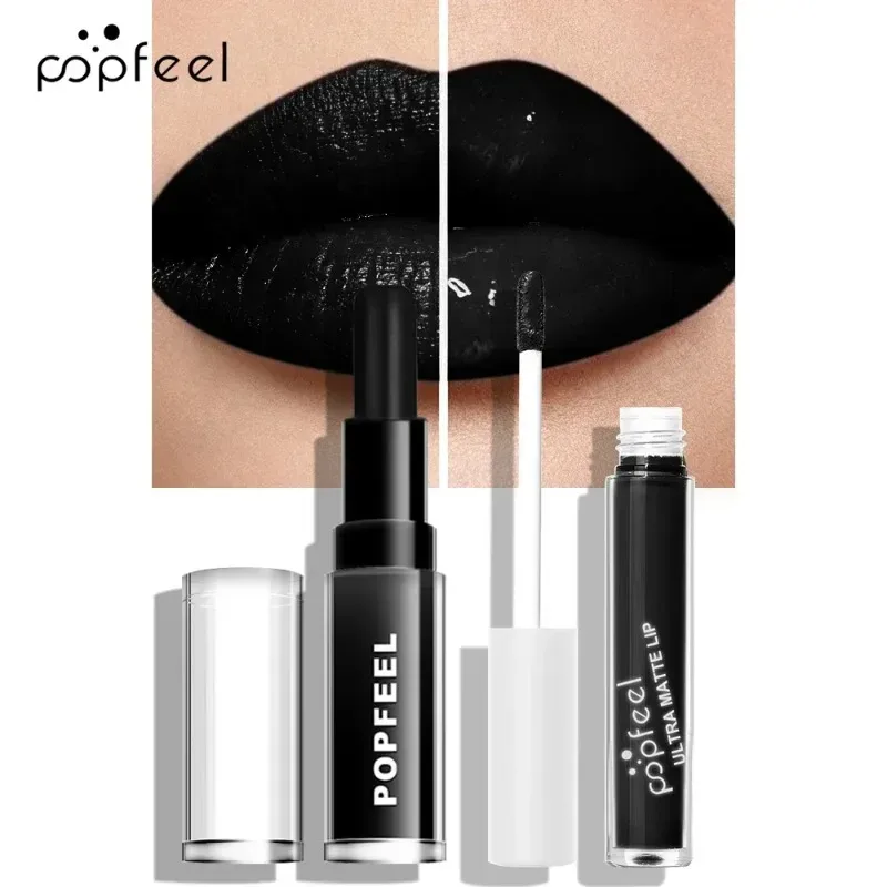 Punk Matte Zwarte Vloeibare Lipstick Waterdichte Langdurige Party Lipgloss Persoonlijk Fluwelen Naakt Lip Tint Halloween Lippen Make-up — image 2