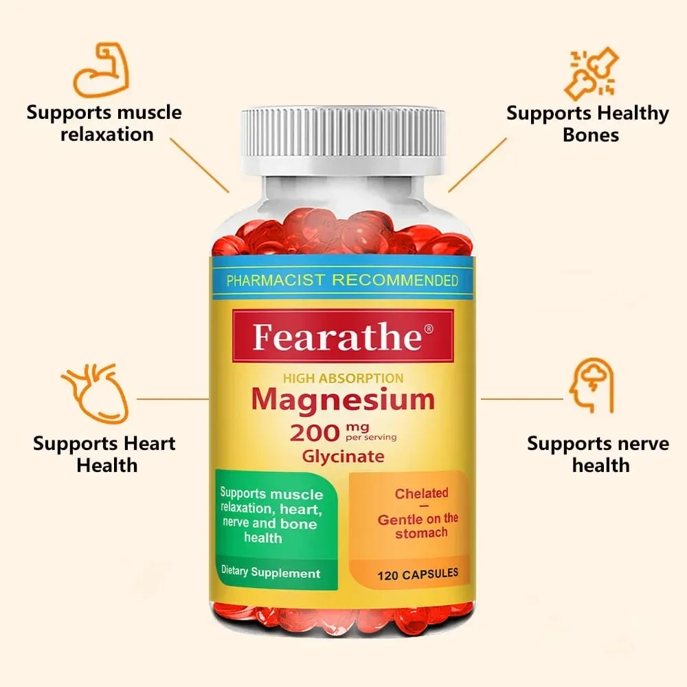 200 Mg Magnesium Glycinate Capsules To Improve Sleep Quality Support Joint and Bone Marrow Health and Boost The Immune System