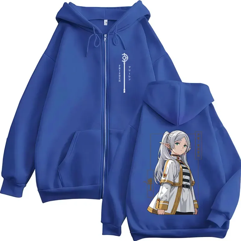 Anime Frieren: Beyond Journey's End Zipper Hoodies Herr Damkläder Mode Harajuku Zip Up Hooded Sweatshirts Jackor Kappor — image 6