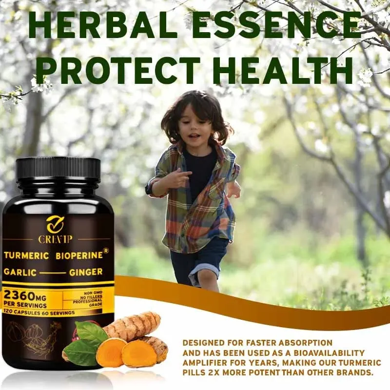 Συμπλήρωμα 4-σε-1 Turmeric Ginger - με Σκόρδο κουρκουμίνη μαύρο πιπέρι - Ανοσολογική υποστήριξη των αρθρώσεων Βελτιώνει την πέψη — image 5
