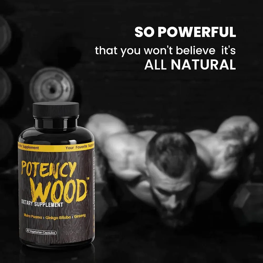 Potency Wood Herbal Supplements with Ginseng Ashwagandha 60 Capsules Adaptogen Energy Stamina Immune Αντιοξειδωτικά Υγεία του εντέρου