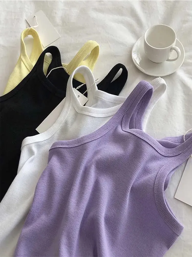 2024 Women Tank Tops Sexy Cropped Top Female Women Summer Camisole Camis Black White Sport Clothes For Women — image 6