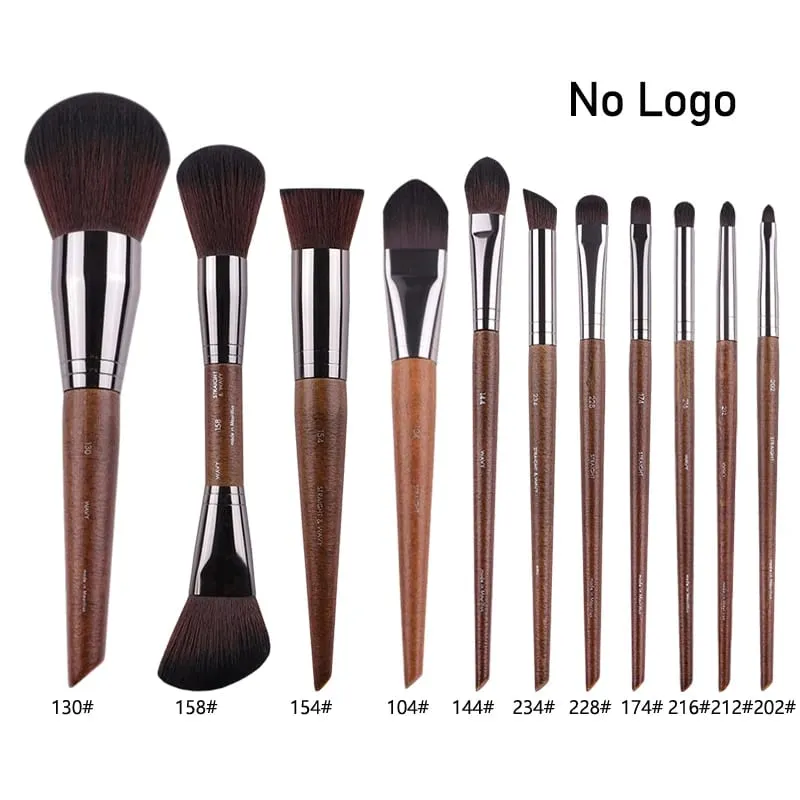 Natuurlijk hout Oogmake-up kwasten hele set Pro Crease Oogschaduw Make-up kit smudge highlighter wenkbrauw Lip wimperborstel praktisch