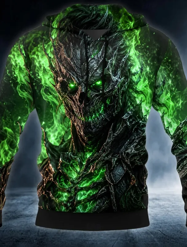 Sudadera con capucha con estampado 3D de Halloween Grim Reaper para hombre, sudadera con estampado gótico de Skull Raven, ropa de calle de manga larga para hombre — image 4