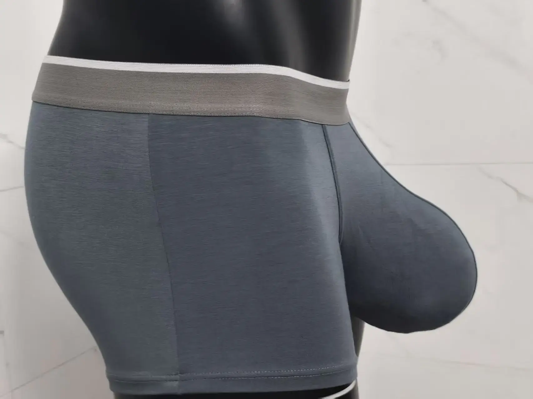 Sexy 18CM Big Pouch Separate Underwear Men's Modal Solid Mid Waist Short Boxers Breathable Separate Bugle Enhance Underpant