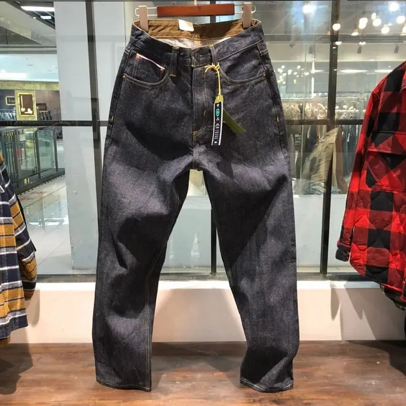 14 oz 100% כותנה כבד משקל סאקורה אדום עצוב מכובס ג'ינס ג'ינס במידות גדולות משוחרר ישר אמריקאי רטרו מכנסי עבודה של Amekaji — image 2