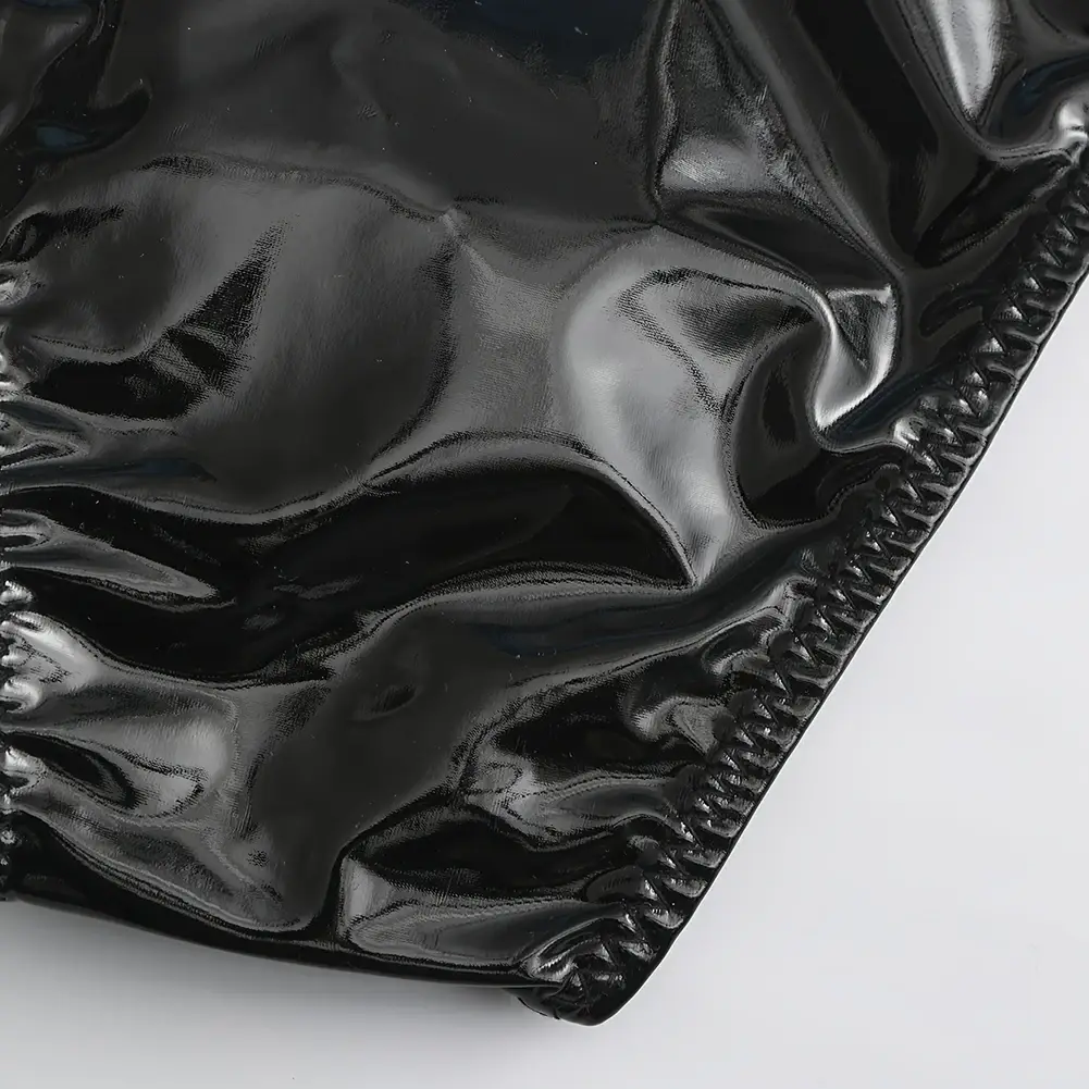 1pc Men Glossy Faux Leather Briefs Bulge Pouch Wide Waist Low Rise Underwear Erotic Lingerie Half-exposed Butt Gay Sissy Briefs — image 7