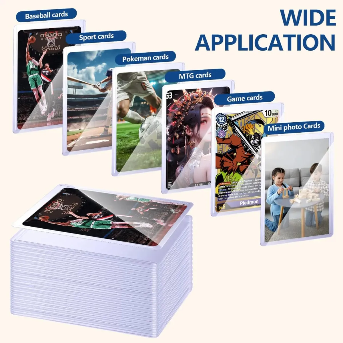 25-150 Chiếc Thẻ Cứng Holdre Với Màng Bảo Vệ Thẻ Tay Chống Trầy Xước Bảo Vệ Phù Hợp Với Yugioh Pokemon Bóng Chày thẻ Thể Thao