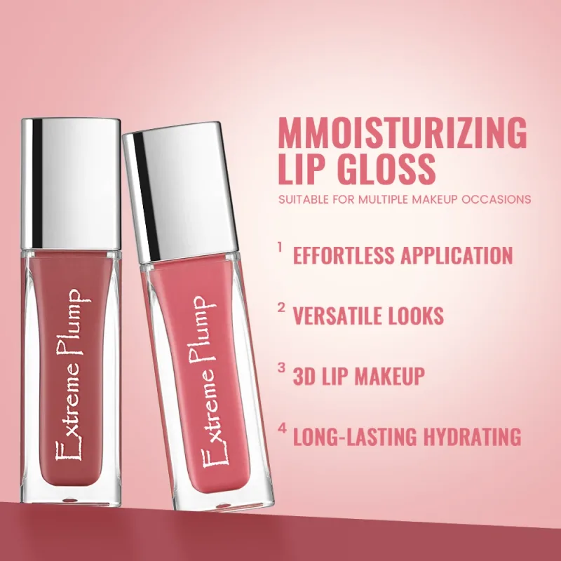 3 τμχ Extreme Plump Lip Gloss Set Mirror Glass Finish Μεγάλης διάρκειας Ενυδατικό Lip Glaze Μη κολλώδες αδιάβροχο Nude Liquid Lipstick
