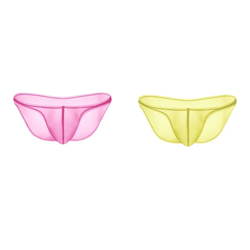 Men's Underwear Delicate Ice Silk Transparent Triangle Panties Personality Low Waist Briefs