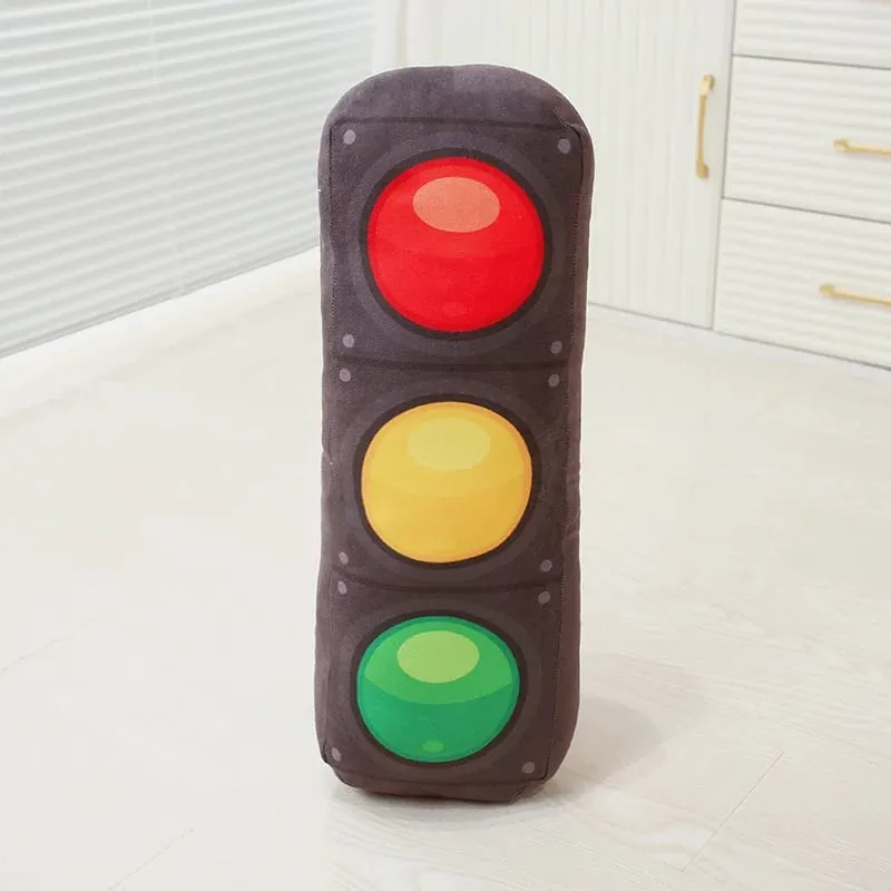40 cm-es Traffic Light Series Párna Stop Traffic Light Roadblokk gumiabroncs Kreatív plüssjátékok Otthoni Gyerekeknek Fiúknak Ajándékok