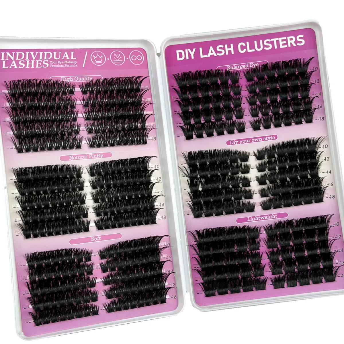 Fluffy Cluster Lashes 3 ΣΕ 1 Lash Cluster Extension Βλεφαρίδες ματιών γάτας&Βλεφαρίδες κάτω μέρος Μικτός δίσκος μεμονωμένες βλεφαρίδες — image 3