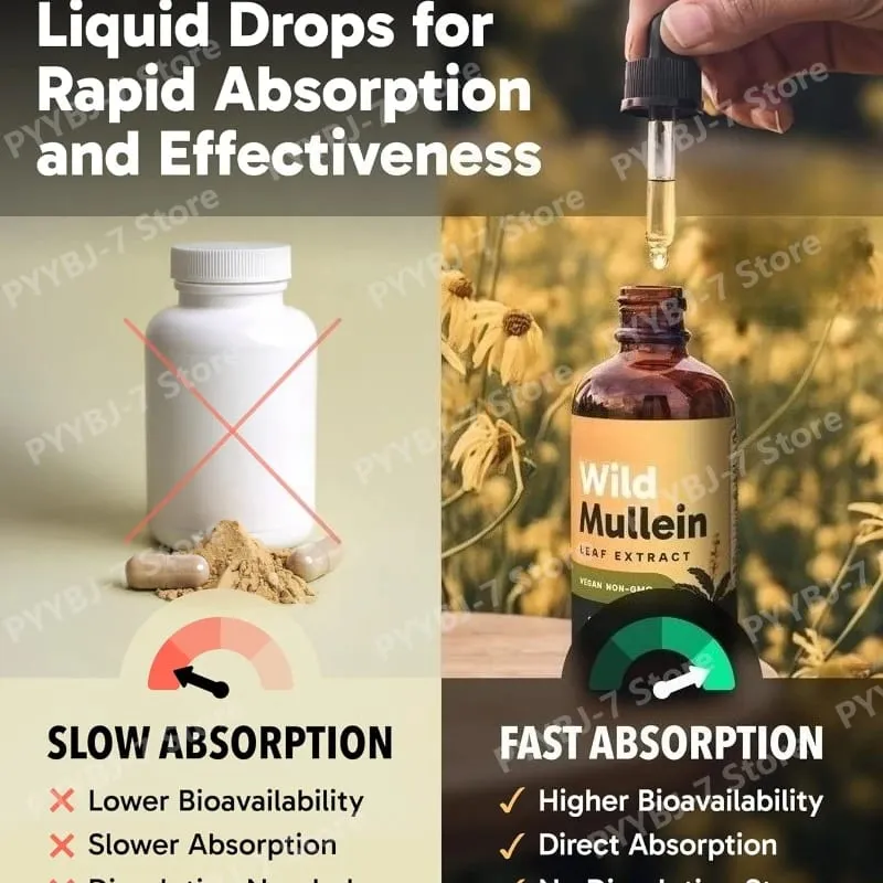 All Natural Mullein Drops with Ginger Lemon for Lung Cleanse and Detox Mullein Leaf Extract for Respiratory Lung Health — image 4