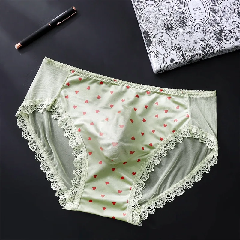 Soft men's underwear bow print lace calzoncillos hombre 3D space adults 18 plus size cueca nude feeling sissy cuecas masculino — image 10