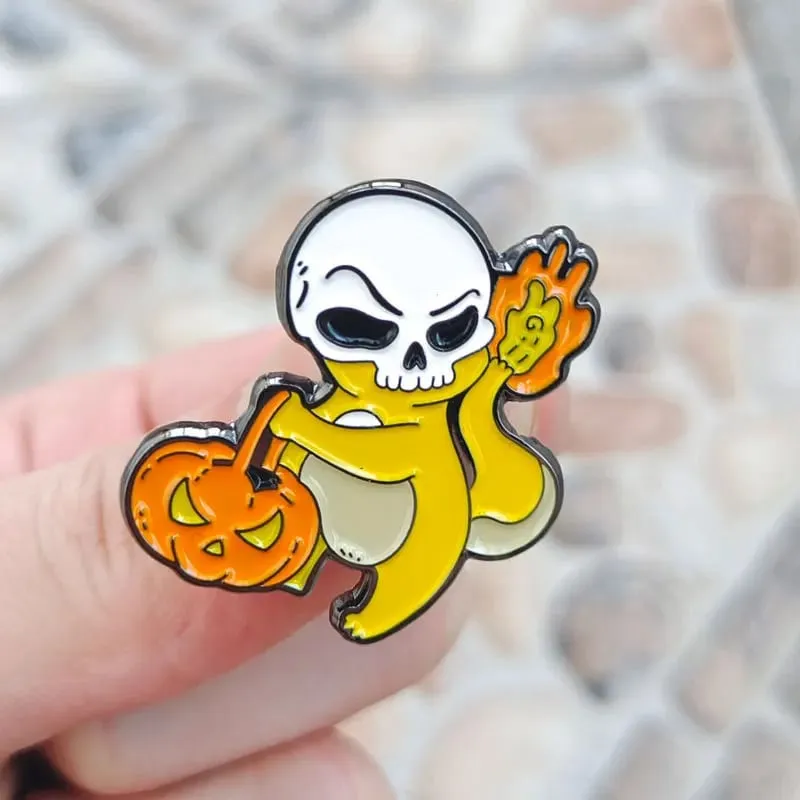 Anime Pokemon Charmander Men Chân Thu Thập Kawaii Khủng Long Kim Loại Hoạt Hình Thổ Cẩm Ba Lô Mũ Túi Cổ Ve Áo Huy Hiệu