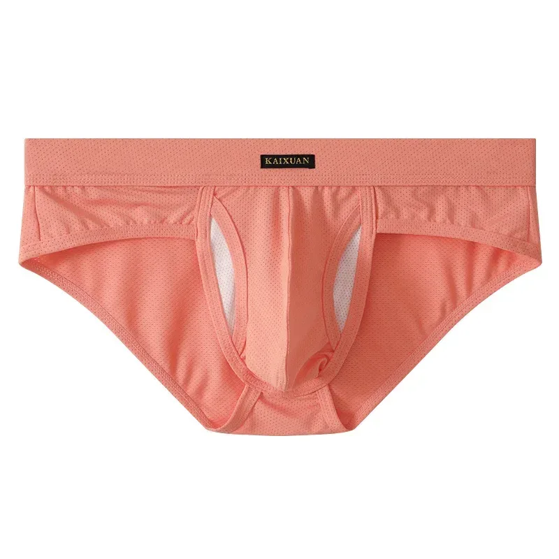 Men's Quick Dry Breathable Polyester Underwear with Bullet Pouch Sexy Trunks Side Opening Comfortable Briefs