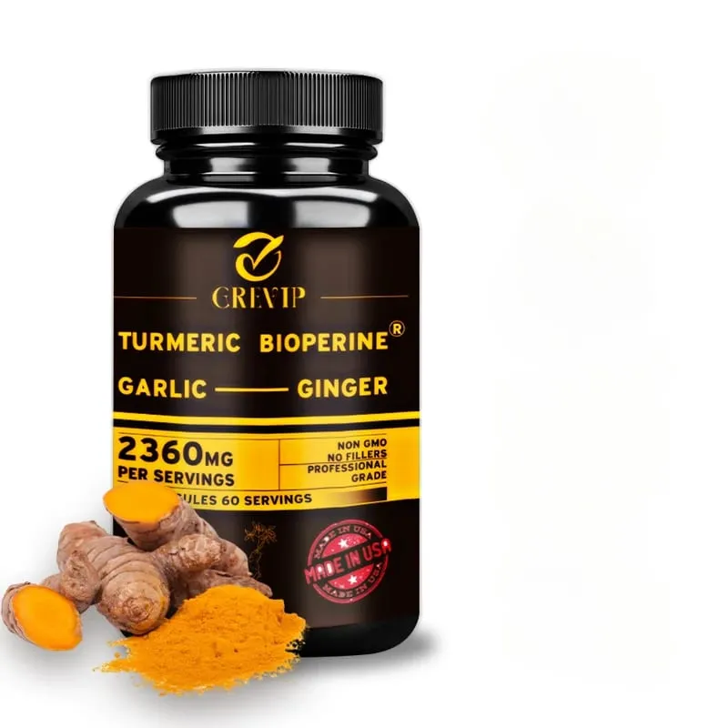 Συμπλήρωμα 4-σε-1 Turmeric Ginger - με Σκόρδο κουρκουμίνη μαύρο πιπέρι - Ανοσολογική υποστήριξη των αρθρώσεων Βελτιώνει την πέψη — image 2