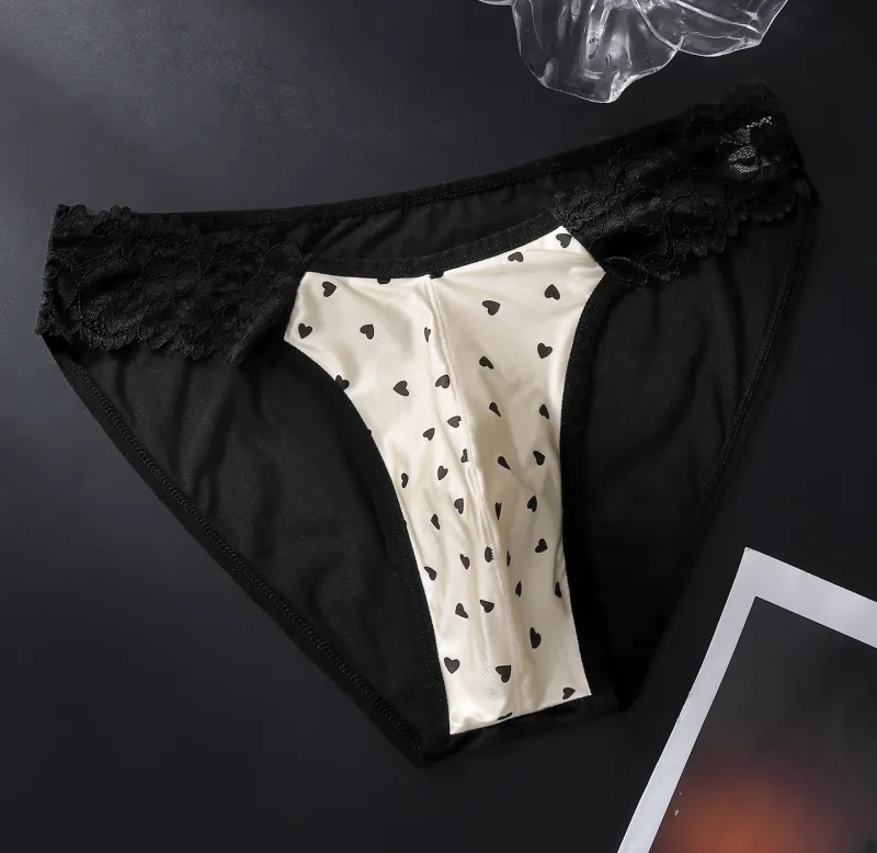 Men's Satin French Lace Briefs Exotic Male Mesh Transparent Lingerie 3D U Convex Panties Breathable Ice Silk Seemless Underwear — image 17