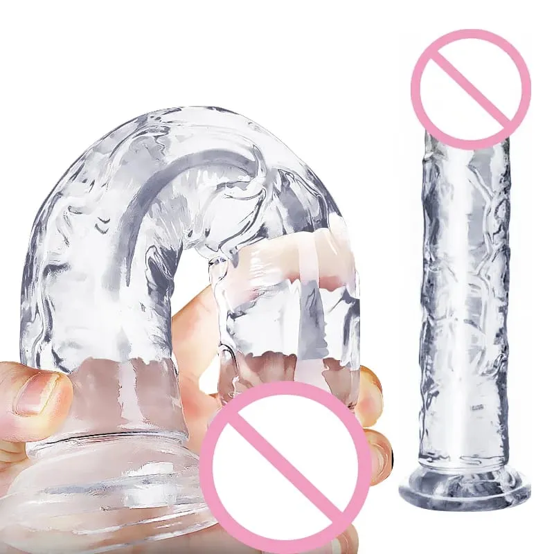 Transparent Soft Jelly Dildo Realistic Fake Dick Penis Suction Cup Dildo Realistic Sex Toys For Lesbian Women Female Masturbator — image 4