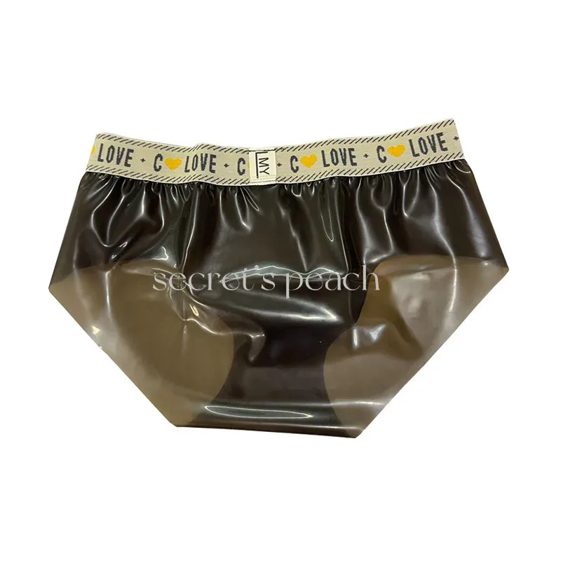Natural Latex Tranparent Black Men's Underwear Invisible Seams Chlorinated Latex Pants Pluse Size — image 2