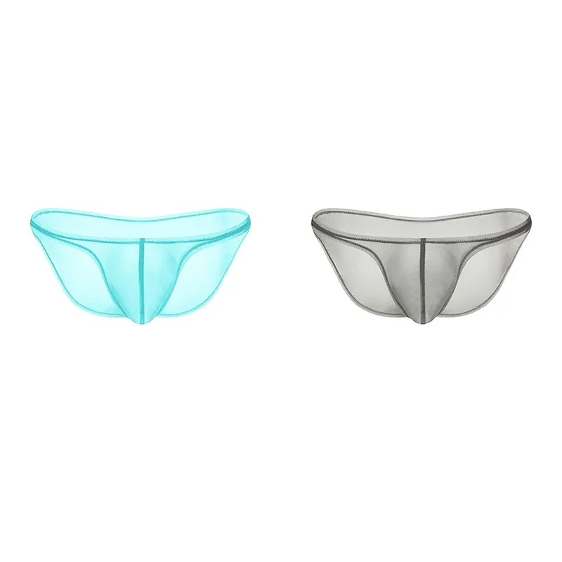 Men's Underwear Delicate Ice Silk Transparent Triangle Panties Personality Low Waist Briefs
