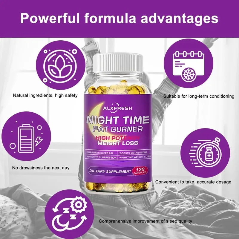 Nighttime Sleep Capsules Improve Sleep Quality Relieve Anxiety Relax Nerves Suppress Appetite Boosts Metabolism Manage Weight