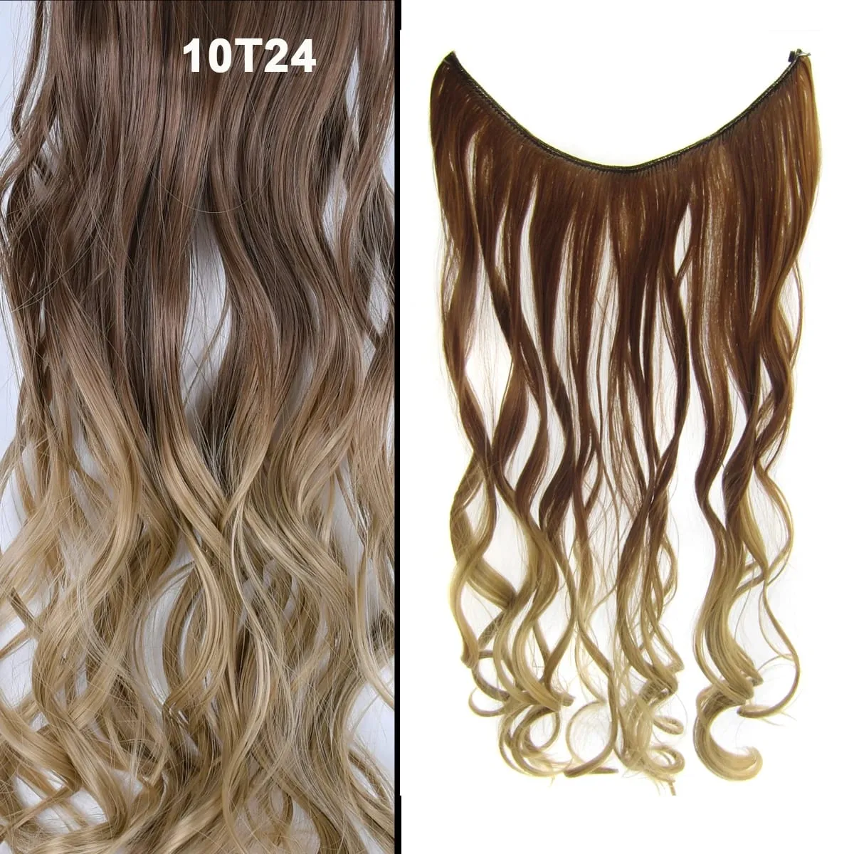 Jeedou κυματιστά μαλλιά Extension Elasticity Αόρατο σύρμα Fish Line One Piece No Clips Συνθετικά Hairpieces Ombre Χρώμα για γυναίκες — image 50