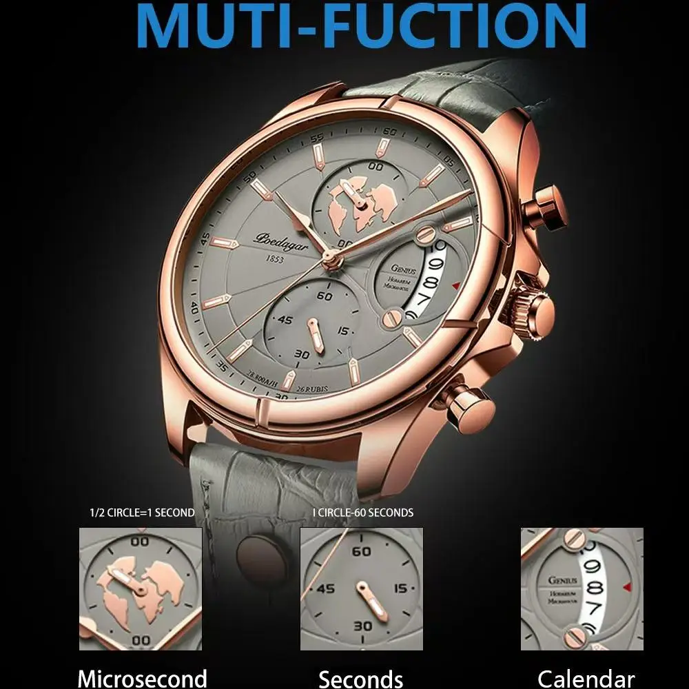 Luxury Original Man Watch Chronograph Date Waterproof Men Wristwatch Leather Quartz Business Sports Men's Watches Reloj — image 3
