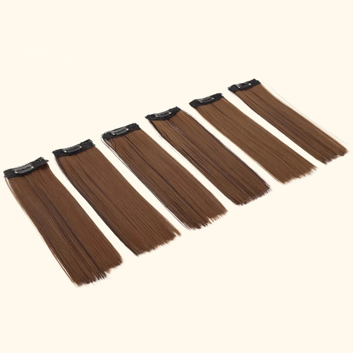 6PCS 6 Clips In Synthetic Hair Extensions Medium Short Straight Clip In Highlights Hairpiece For Women Daily Use
