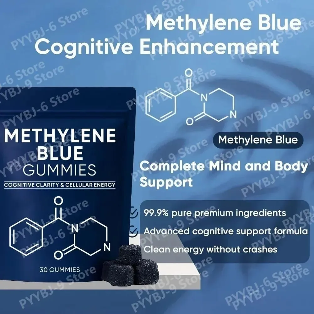 Συμπλήρωμα Methylene Blue Gummies 30/60 τμχ Focus Energy Support Vegan μη ΓΤΟ χωρίς γλουτένη καθημερινά μασήματα διατροφής για ενήλικες — image 6