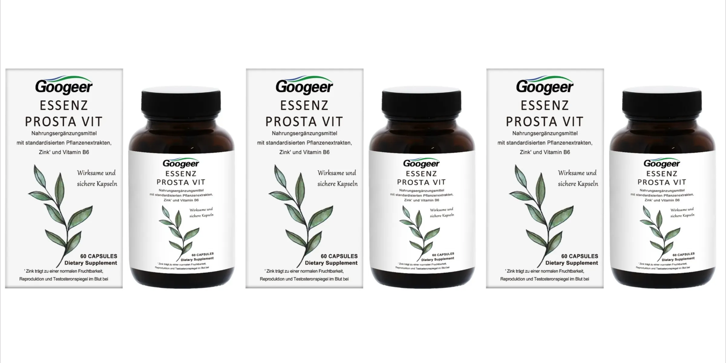 Googeer Prostate Support Capsules Saw Palmetto Extract Stinging Nettle Zinc Vitamin B6 60 Capsules Men's Daily Support