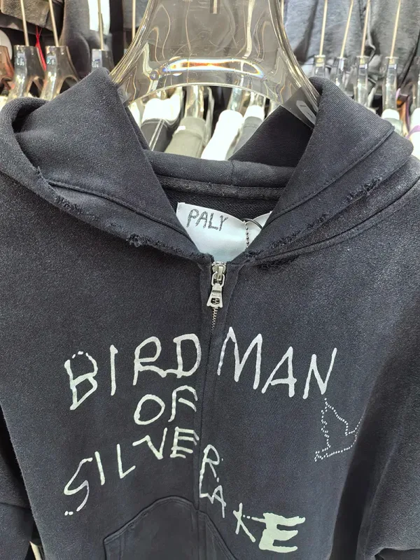 Nouveau surdimensionné PALY sweat à capuche pour homme femme lavé noir endommagé meilleure qualité décontracté Vintage Cardigan Zip sweats — image 7
