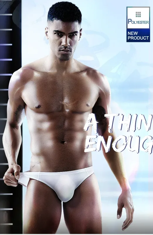 2PCS Men's Underpants Ice Silk Breathable Sexy Thin U Convex Transparent One Piece Low Waist Triangle Shorts Head